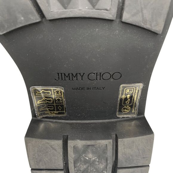 Jimmy Choo Nola Flat Boots Off White EU 37.5 Faux Pearl Studded Lug Sole Zip Up